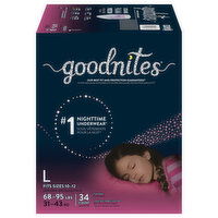 GoodNites Underwear, Nighttime, L (68-95 lbs), Girls - 34 Each 