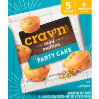 Crav'n Flavor Muffins, Party Cake, Mini, 5 Packs