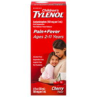 Tylenol Pain + Fever, 160 mg, Cherry Flavor, Ages 2-11 Years - 4 Ounce 