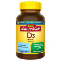 Nature Made Vitamin D3, 2000 IU (50 mcg), Softgels - 250 Each 