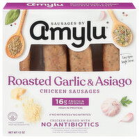 Amylu Roasted Garlic & Asiago Chicken Sausages - 12 Ounce
