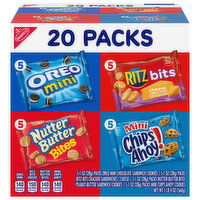 CHIPS AHOY!/NUTTER BUTTER/OREO/RITZ Nabisco Classic Mix Variety Pack, OREO Mini, CHIPS AHOY! Mini, Nutter Butter Bites, RITZ Bits Cheese, 20 Snack Packs