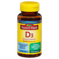 Nature Made Vitamin D3, Maximum Strength, 10,000 IU, Softgels - 60 Each 