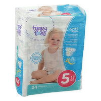 Tippy Toes Diapers, Size 5 (27 + lb), Jumbo Pack - 24 Each 