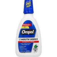 Orajel Antiseptic Rinse, Mouth Sores, Soothing Mint Rinse - 16 Ounce 