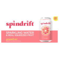 Spindrift Sparkling Water, Grapefruit, Unsweetened - 8 Each 