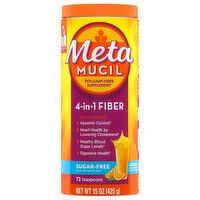 Metamucil Psyllium Fiber Supplement, 4-in-1, Sugar-Free, Powder, Orange - 15 Ounce 