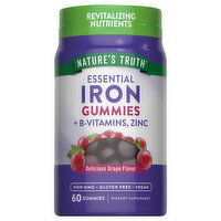 Nature's Truth Essential Iron, + B-Vitamins, Zinc, Gummies, Delicious Grape Flavor