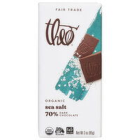 Theo Dark Chocolate, Sea Salt 70%, Organic - 3 Ounce 