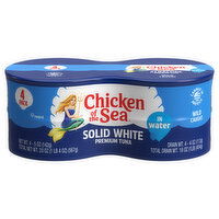 Chicken of the Sea Tuna, in Water, Premium, Solid White, Wild Caught, 4 Pack - 4 Each 