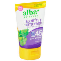 Alba Botanica Sunscreen, Soothing, Pure Lavender, Broad Spectrum SPF 45 - 4 Ounce 