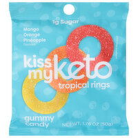 Kiss My Keto Gummy Candy, Mango Orange Pineapple Flavored, Tropical Rings - 1.76 Ounce