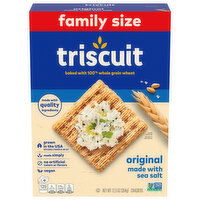 TRISCUIT Triscuit Original Whole Grain Wheat Crackers, Vegan Crackers, Family Size, 12.5 oz