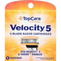 TopCare Razor Cartridges, Velocity 5, 5-Blade - 4 Each 