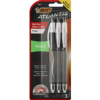 BiC Ball Pens, Exact, Black, Fine - 3 Each 