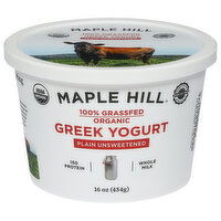 Maple Hill Yogurt, Organic, Whole Milk, Greek, Plain Unsweetened - 16 Ounce 