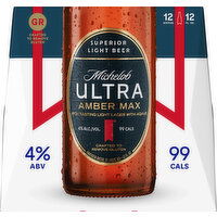 Michelob Ultra Beer, Lager, Light, Amber Max - 12 Each 