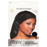 Firstline Bonnet, Black, Pocket, Satin Edge, Luxe - 1 Each 