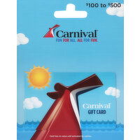 Carnival Gift Card, $100 to $500 - 1 Each 