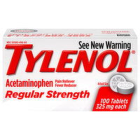 Tylenol Pain Reliever/Fever Reducer, Regular Strength, 325 mg, Tablets - 100 Each 