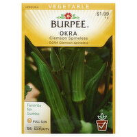 Burpee Seeds, Okra, Clemson Spineless - 5 Gram 