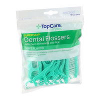 Topcare Super Slip Dental Flossers With Gum Stimulator And Pick, Mint ( 90 count ) - 90 Each 