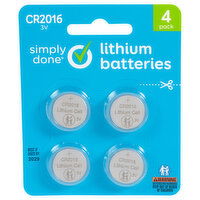 Simply Done Batteries, Lithium, CR2016 3V, 4 Pack