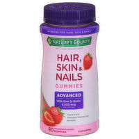 Nature's Bounty Hair, Skin & Nails Gummies, Advanced, Strawberry Flavored - 80 Each 