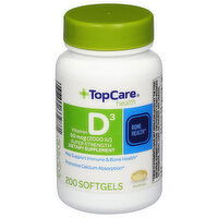 TopCare Vitamin D3, Super Strength, 50 mcg (2000 IU), Softgels - 200 Each 