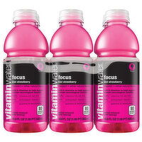 Vitaminwater Water Beverage, Kiwi Strawberry, Focus - 6 Each 