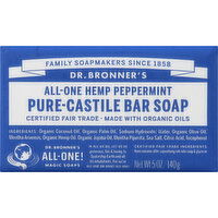 Dr Bronners Bar Soap, Pure-Castile, All-One Hemp, Peppermint - 5 Ounce 