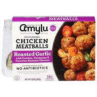 Amylu Chicken Meatballs, Roasted Garlic - 10 Ounce