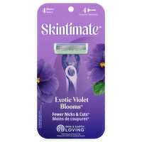 Skintimate Razors, Scented, Exotic Violet Blooms, 4 Blades, Twin Blade - 4 Each 