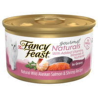 Fancy Feast Cat Food, Gourmet, Naturals, Wild Alaskan Salmon & Shrimp Recipe, In Gravy - 3 Ounce 