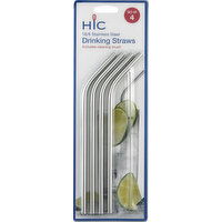 Harold Import Company Drinking Straws, 18/8 Stainless Steel - 4 Each 