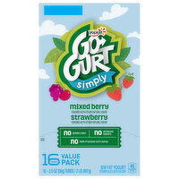 Go-Gurt Yogurt, Low Fat, Mixed Berry/Strawberry, Value Pack - 16 Each 