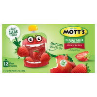 Mott's Applesauce, No Sugar Added, Strawberry - 12 Each 