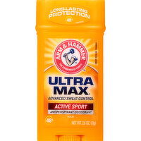 Arm & Hammer Antiperspirant Deodorant, Active Sport, Solid - 2.6 Ounce 