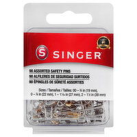 Singer Safety Pins, Assorted - 90 Each 