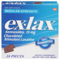 Ex-Lax Sennosides, Regular Strength, 15 mg, Chocolated Stimulant Laxative - 24 Each 