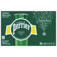 Perrier Mineral Water, Carbonated, L'Original - 8 Each 