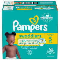 Pampers Diapers, Swaddlers, Active Baby, 5, 27+ lb - 58 Each 