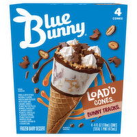 Blue Bunny Frozen Dairy Dessert, Bunny Tracks - 4 Each 