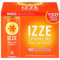 Izze Juice Beverage, Sparkling, Mango - 6 Each 