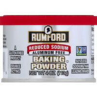 Rumford Baking Powder, Reduced Sodium, Aluminum-Free, Double Acting - 4 Ounce 