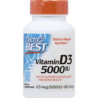 Doctors Best Vitamin D3, 5000 IU, Softgels - 180 Each 