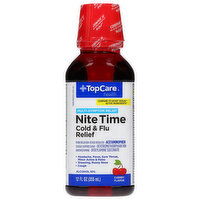 TopCare Cold & Flu Relief, Nite Time, Multi-Symptom Relief, Cherry Flavor - 12 Fluid ounce 