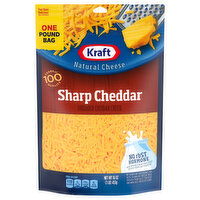 Kraft Natural Cheese, Shredded, Sharp Cheddar, One Pound Bag - 16 Ounce 