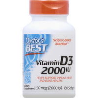 Doctors Best Vitamin D3, 2000 IU, Softgels - 180 Each 