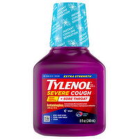 Tylenol Cough + Sore Throat, Extra Strength, Night, Frosted Berry, for Adults - 8 Fluid ounce 